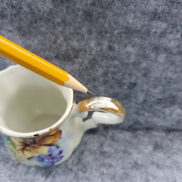 Vintage Lefton China Floral Creamer Pitcher With Gold Trim & Fruit Design - Picture 5 of 8